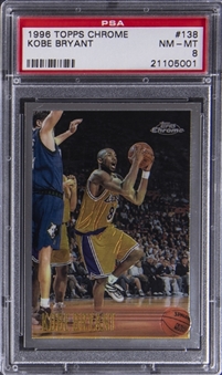 1996 Topps Chrome #138 Kobe Bryant Rookie Card - PSA NM-MT 8